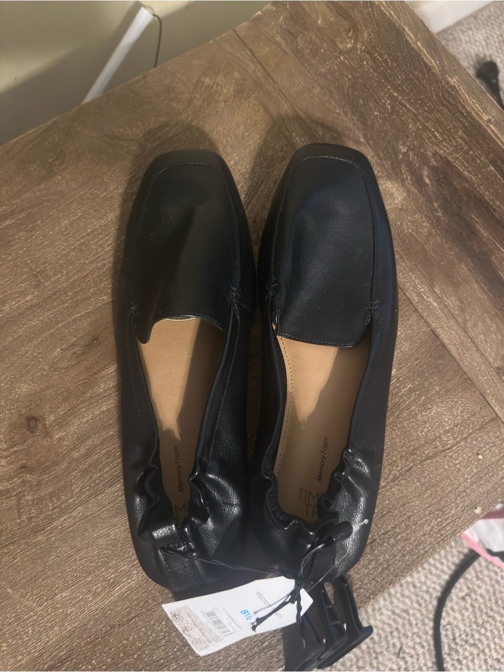 Time and Tru Black Slip-On Loafers with Elastic Heel